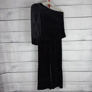 Zara Girl's Black One Shoulder Velvet Sequin Top and Pants Set Sz 7